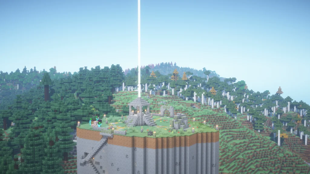 Vue panoramique du spawn et de la nouvelle map sur-mesure